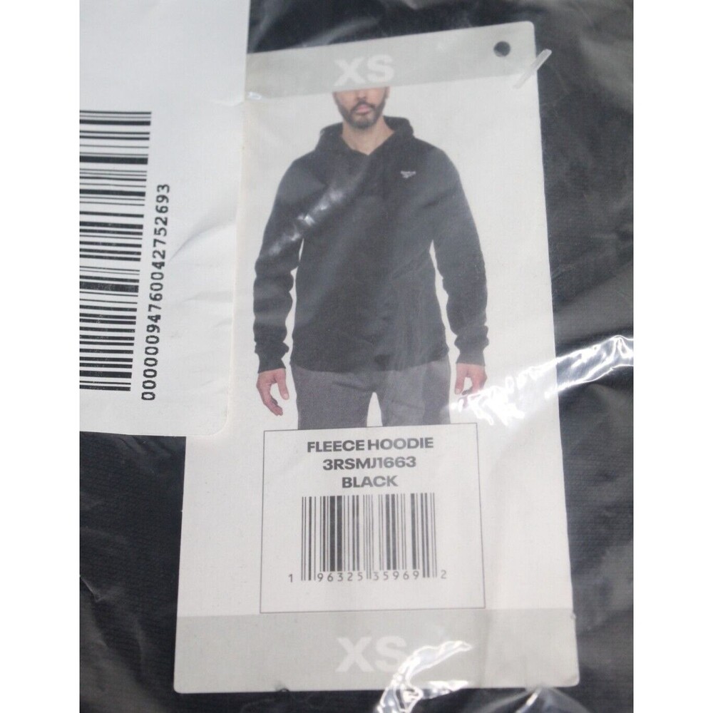 Reebok Black Pullover Hoodie Size XS Sweatshirt Mens Womens Style 3RSMJ622
